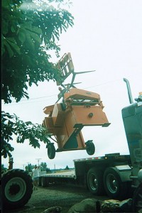 A Screen Titan Mini being unloaded at it's destination in Spokane Washington